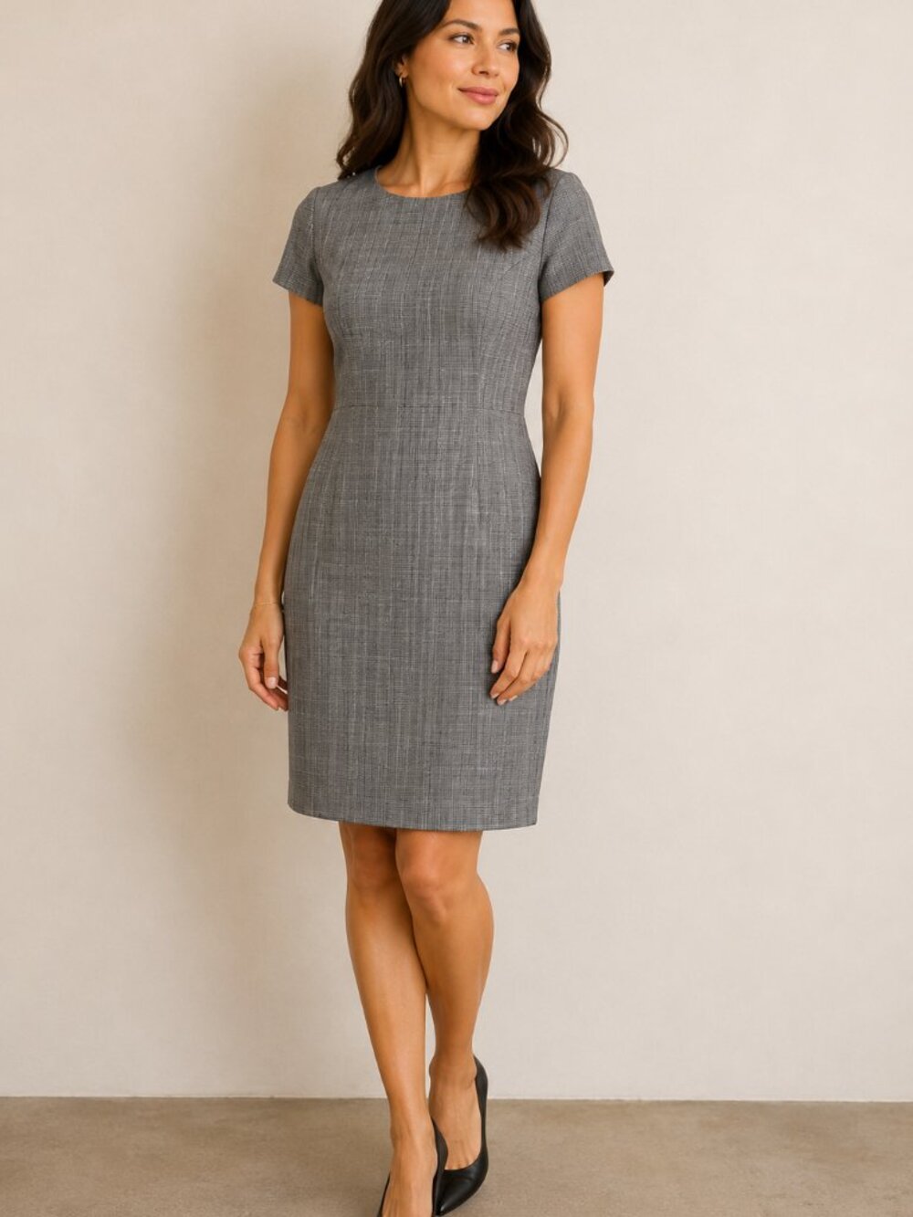 Calvin Klein Women’s Glen Plaid Sheath Dress Size 12 Short Sleeve Workwear